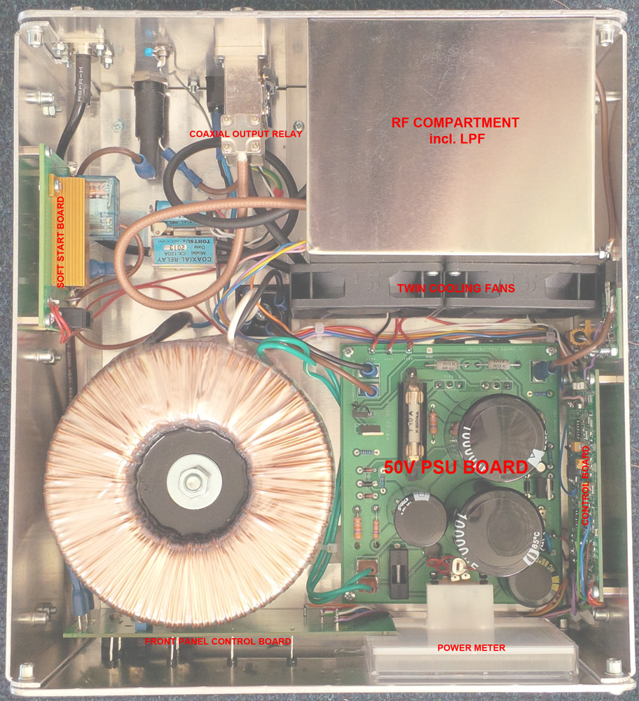 Gemini UK 144MHz 300W solid state amplifier internal view